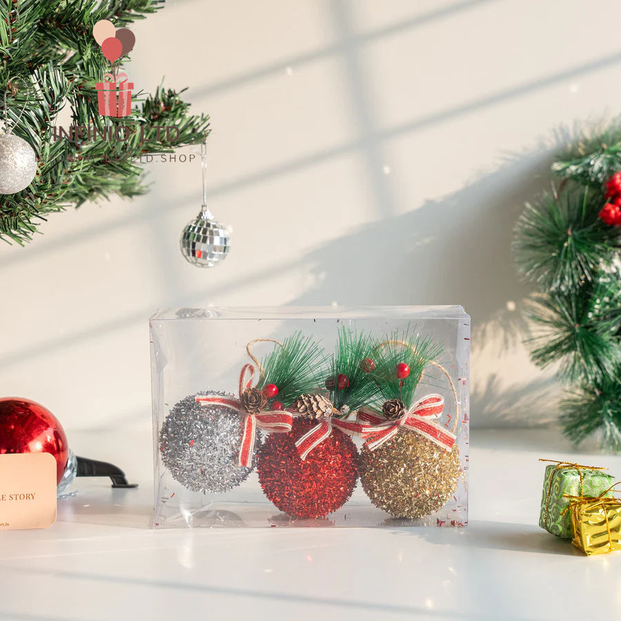 Glitter Bauble - Set of 3