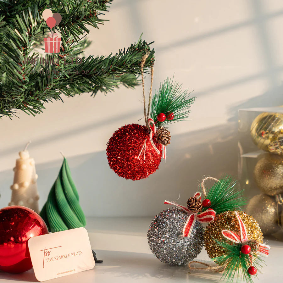 Glitter Bauble - Set of 3