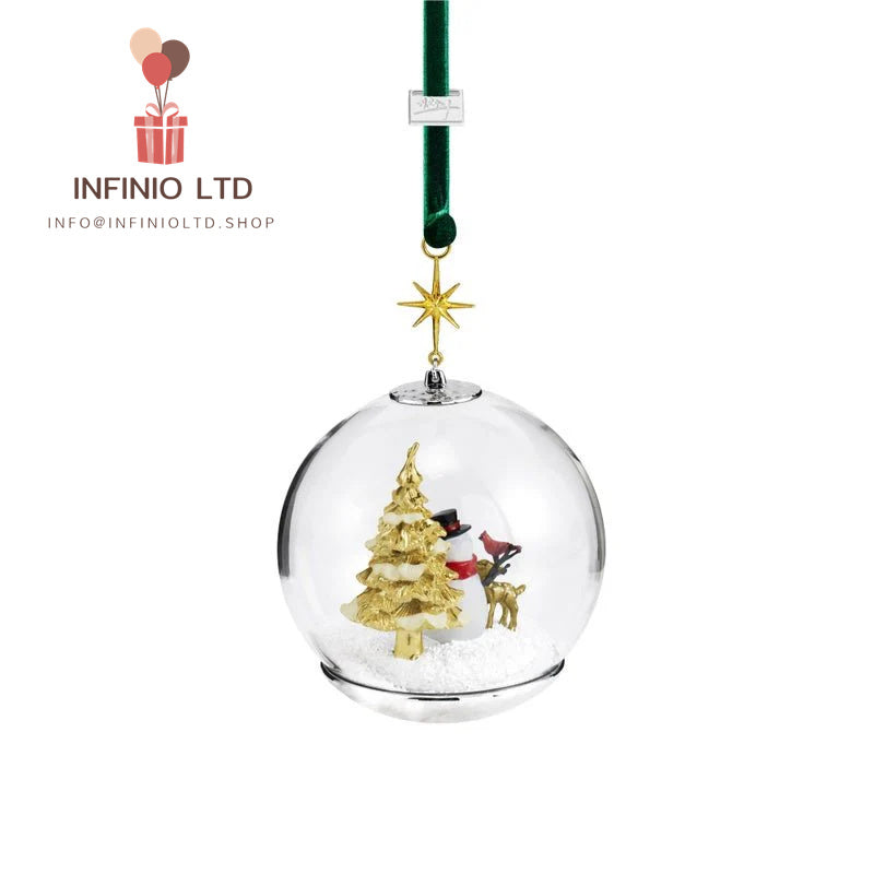 Snowman and Forest Friends Snow Globe Ornament