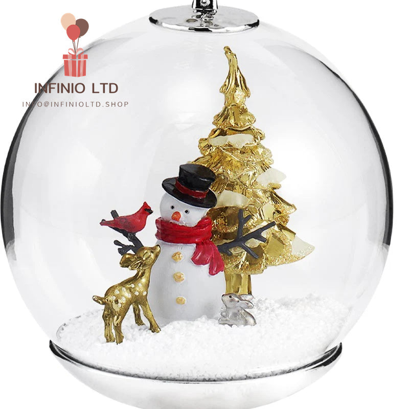 Snowman and Forest Friends Snow Globe Ornament